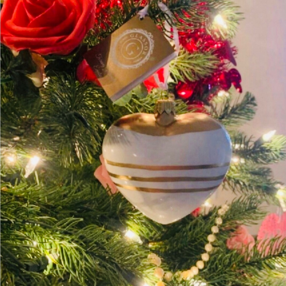 SALE!!! NIB Set of 4 Modern Heart Glass Ornament